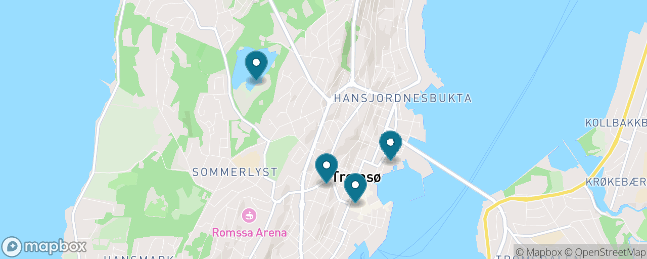 Map of the stops on “Tromsø for Free”