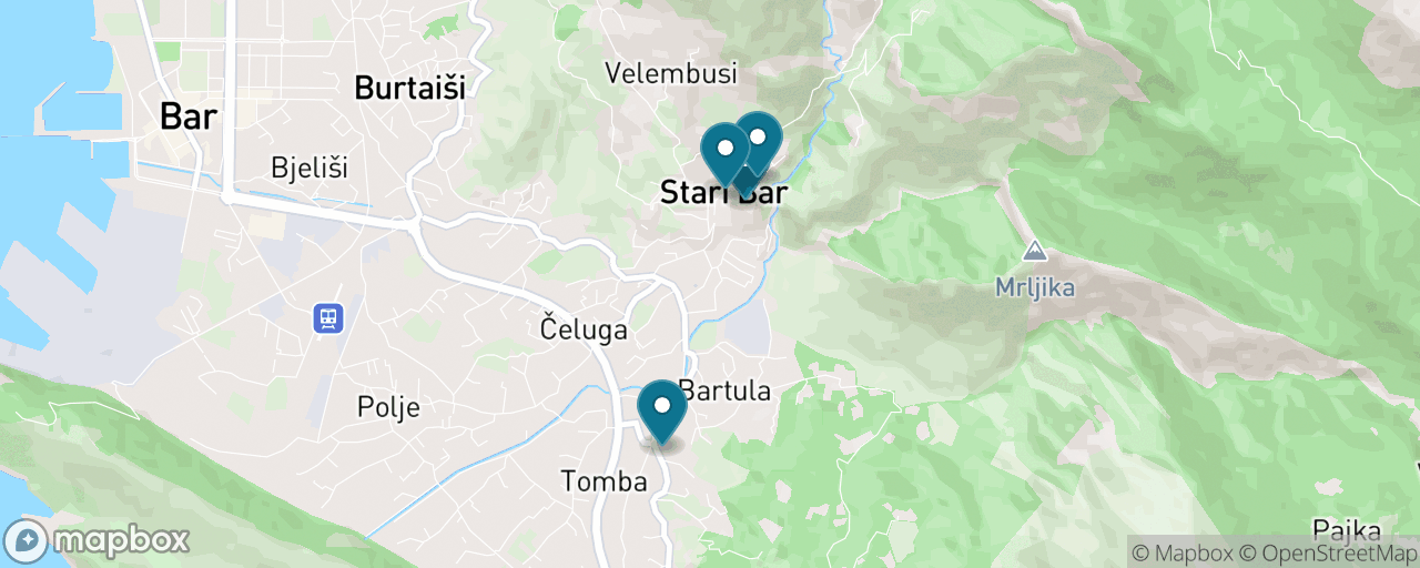 Map of the stops on “Stari Bar & the 2,000-Year-Old Olive”