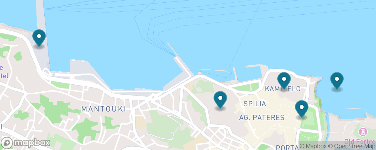 Map of the stops on “Free Corfu, On Foot”