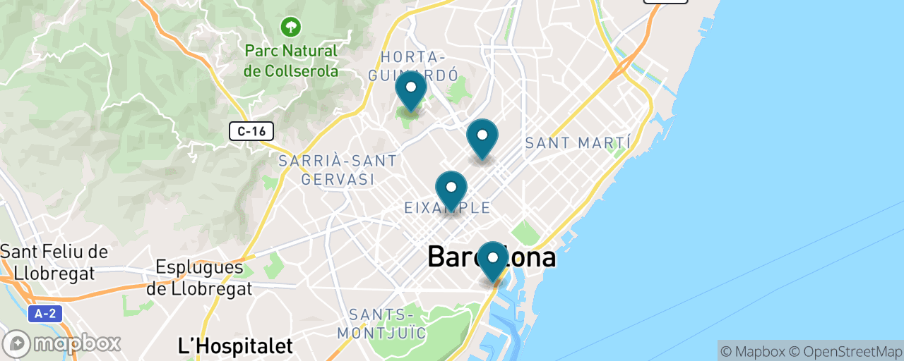 Map of the stops on “The Gaudí Double”