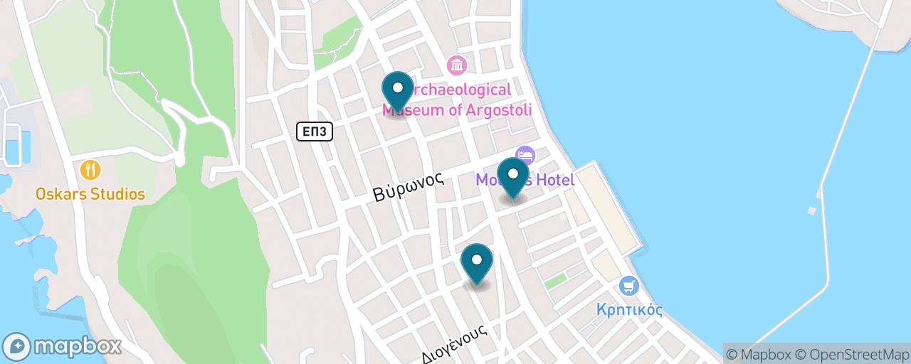 Map of the stops on “Argostoli in the Rain: Museum, Bell Tower & Meze”