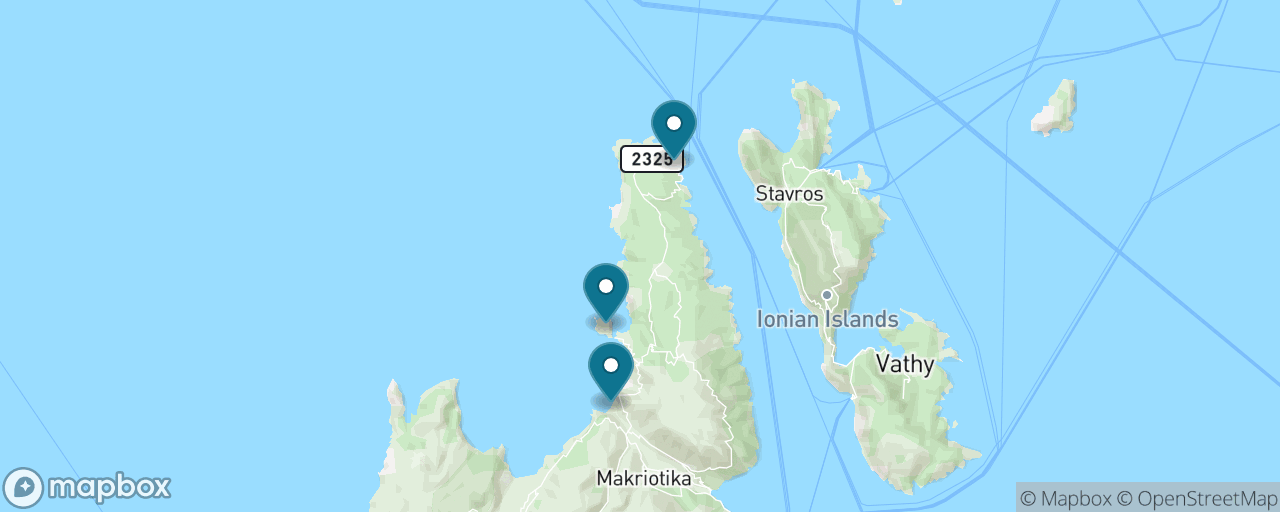 Map of the stops on “The Postcard North: Myrtos, Assos & Fiskardo”