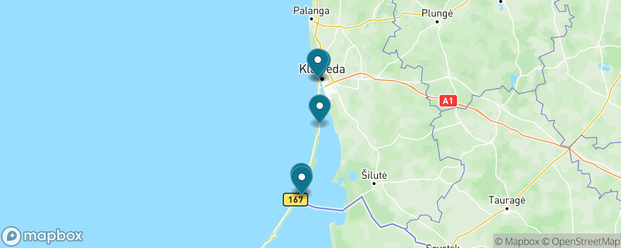Map of the stops on “The Full Curonian Spit: Nida & the Dunes”
