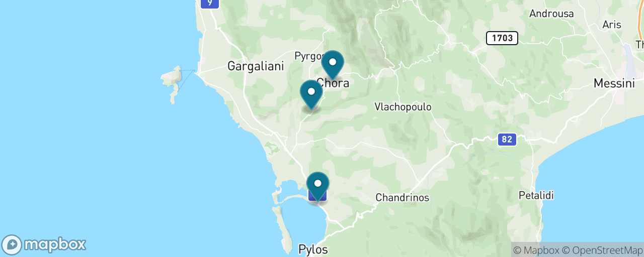Map of the stops on “Ancient Messenia: Nestor's Palace and the Chora Museum”