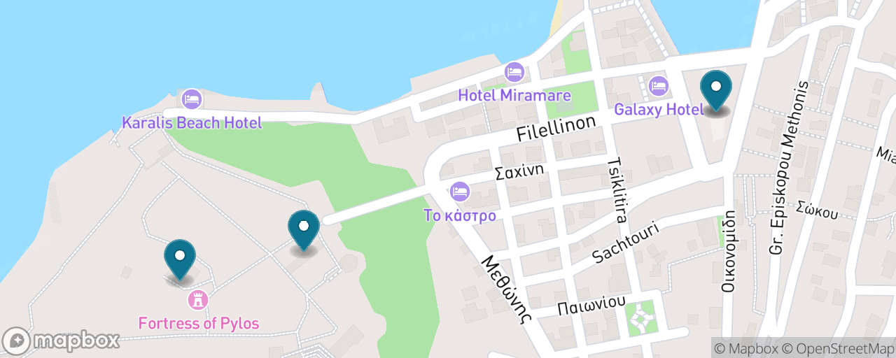 Map of the stops on “Pylos on Foot: Fortress, Square and Waterfront”