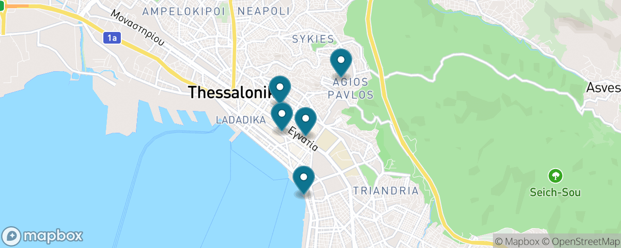 Map of the stops on “Thessaloniki for Free”