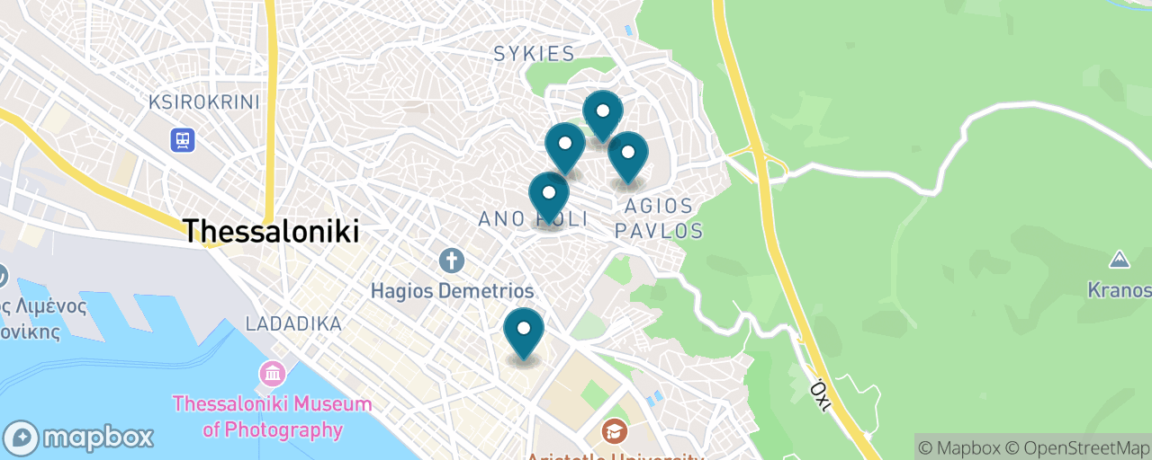 Map of the stops on “Up Through the Walls: Ano Poli on Foot”