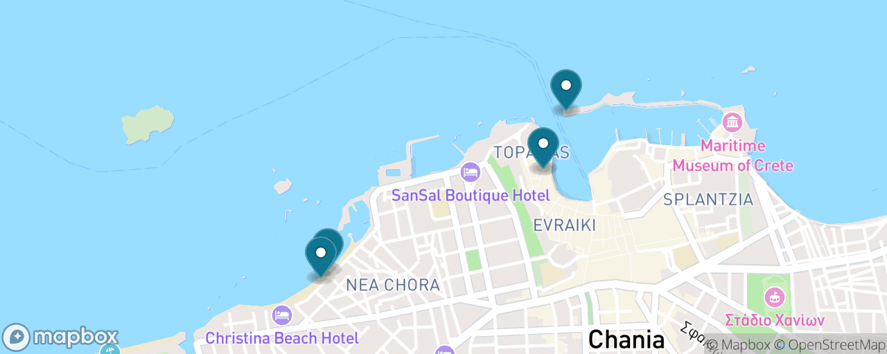 Map of the stops on “Chania with Kids”