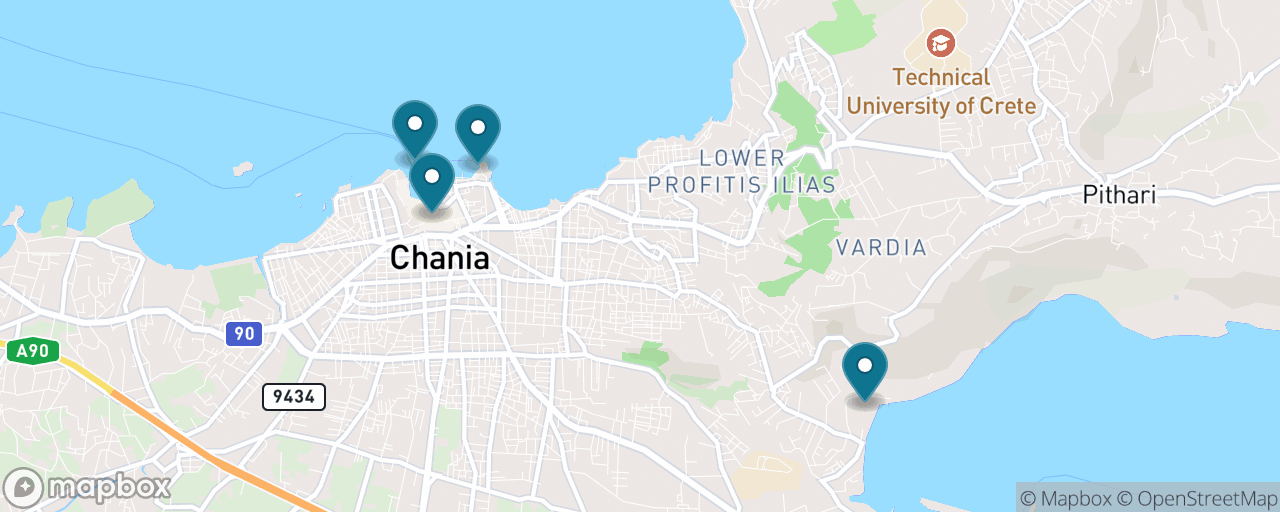Map of the stops on “Chania for (Almost) Nothing”