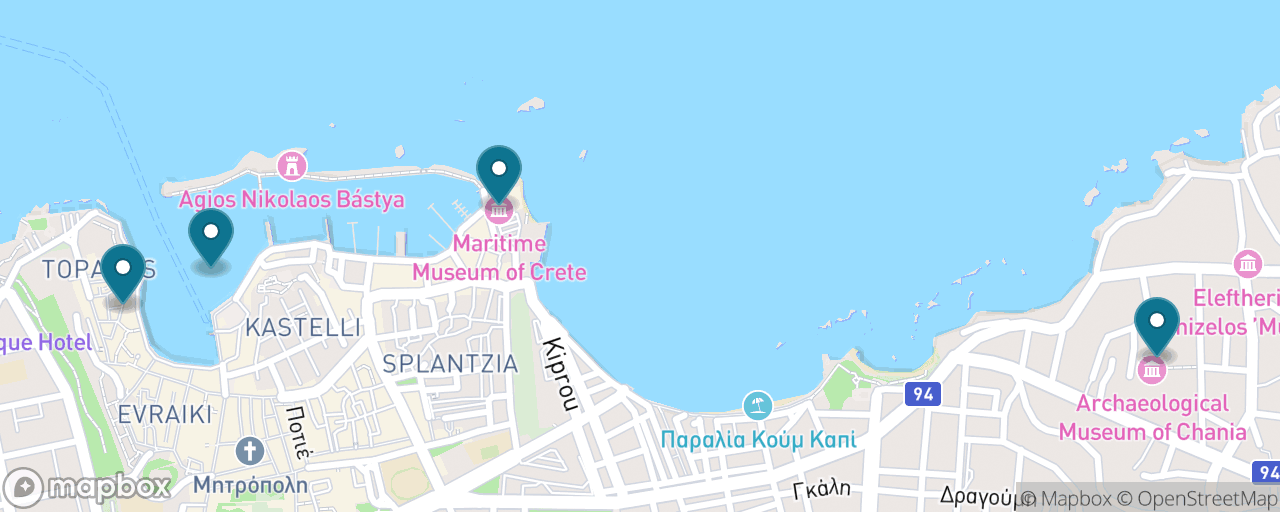 Map of the stops on “Chania When It Rains”