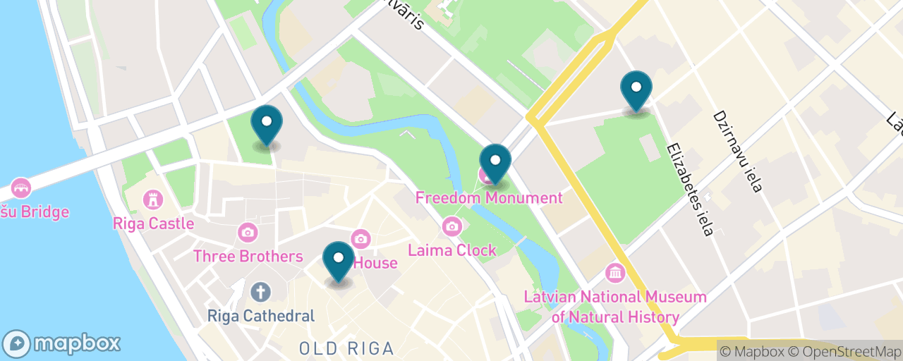 Map of the stops on “Free Riga on Foot”