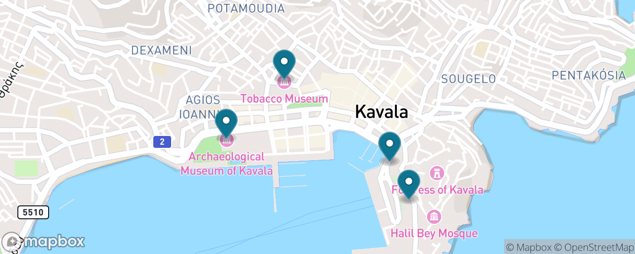 Map of the stops on “Rainy Day: Kavala Indoors”