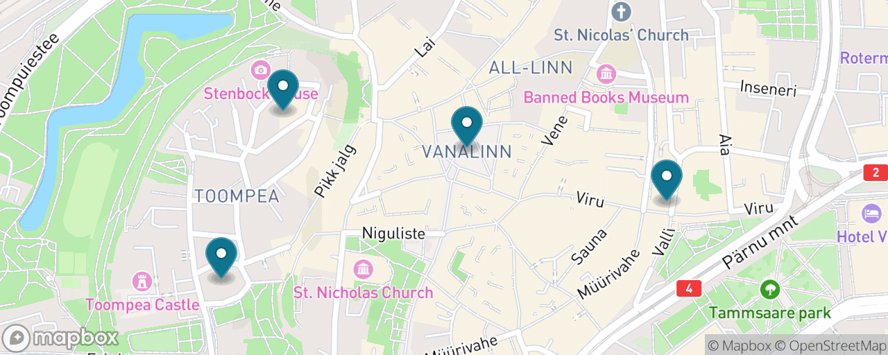 Map of the stops on “Tallinn Old Town for Free”
