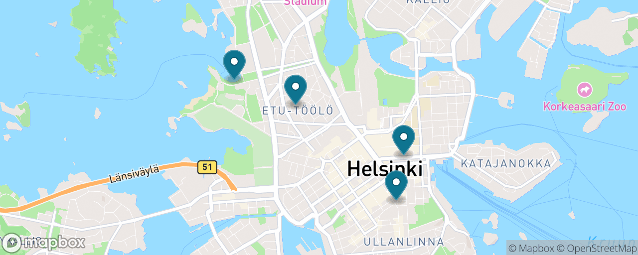 Map of the stops on “Rock Church, Sibelius & the City Panorama”
