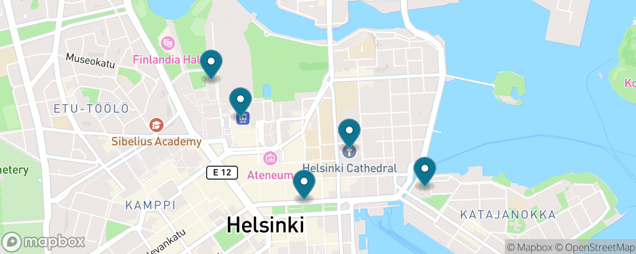 Map of the stops on “Helsinki for Free”