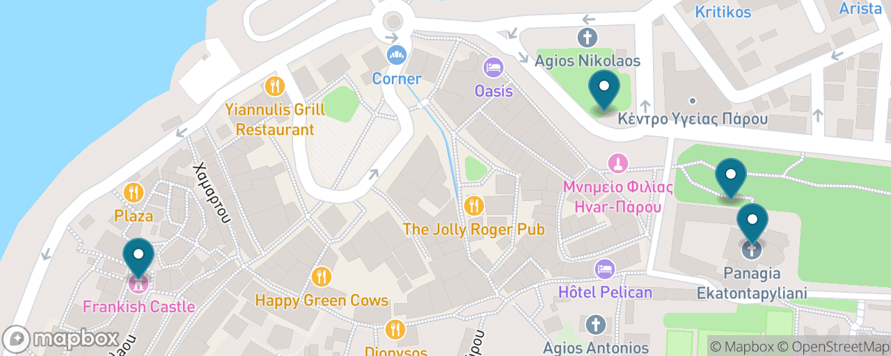 Map of the stops on “Parikia on Foot — the Free Day”