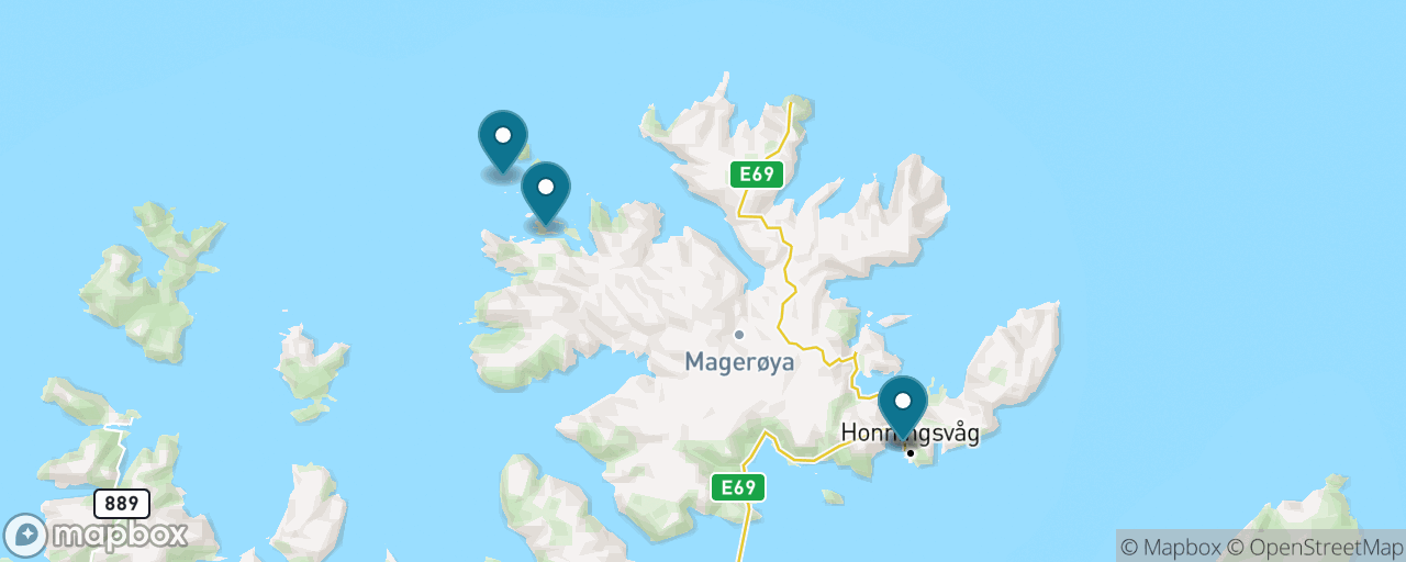 Map of the stops on “Puffins of Gjesværstappan”