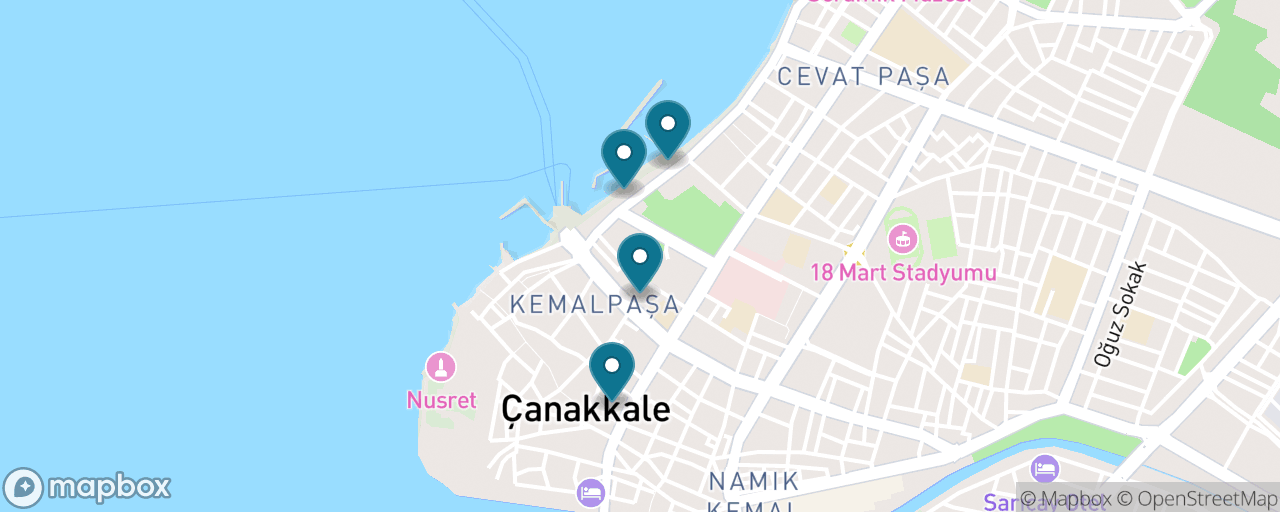 Map of the stops on “Çanakkale for Nothing: A Free Morning on the Strait”