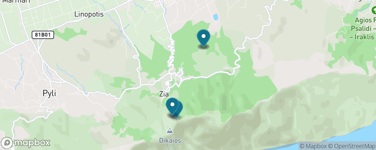 Map of the stops on “Zia Mountain Village & Taverna Lunch”
