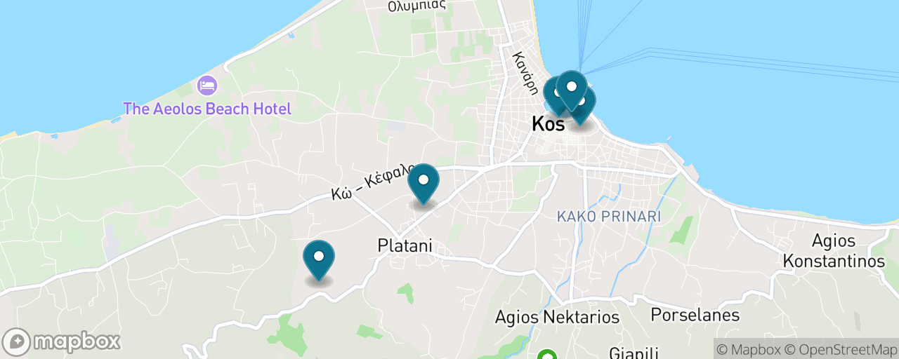 Map of the stops on “Kos Town & the Asklepion”