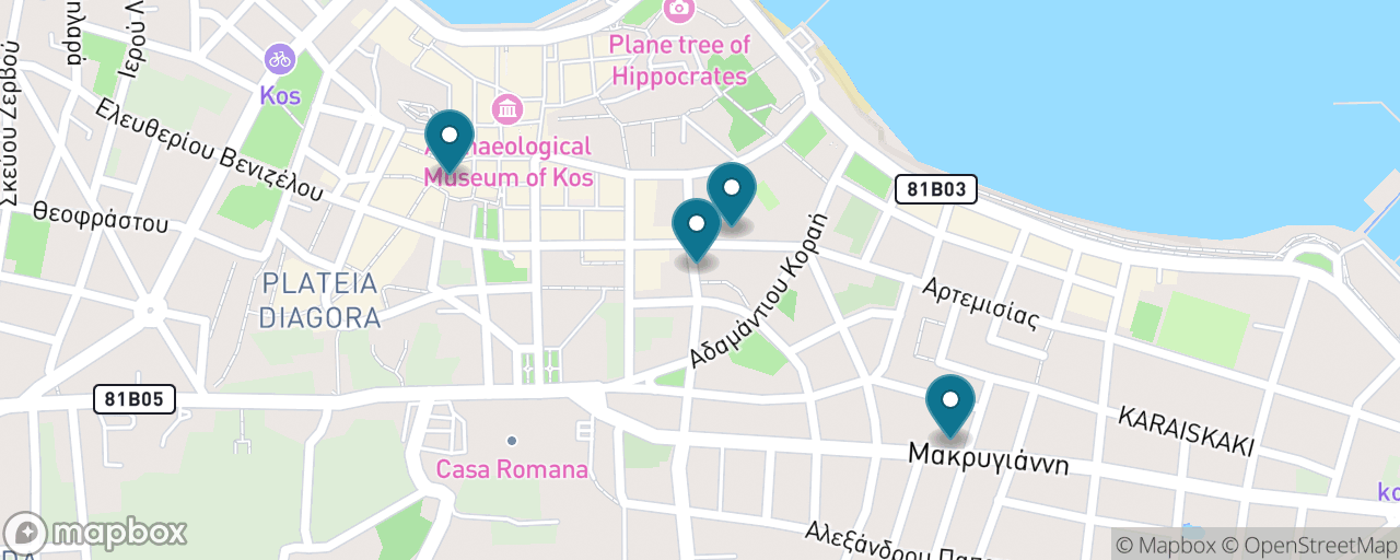 Map of the stops on “The Ancient Kos Museum Trail”