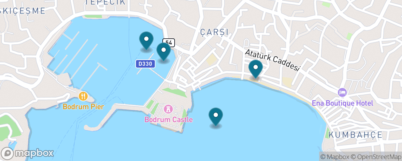 Map of the stops on “Bodrum Market, Meze & Turkish Flavours”