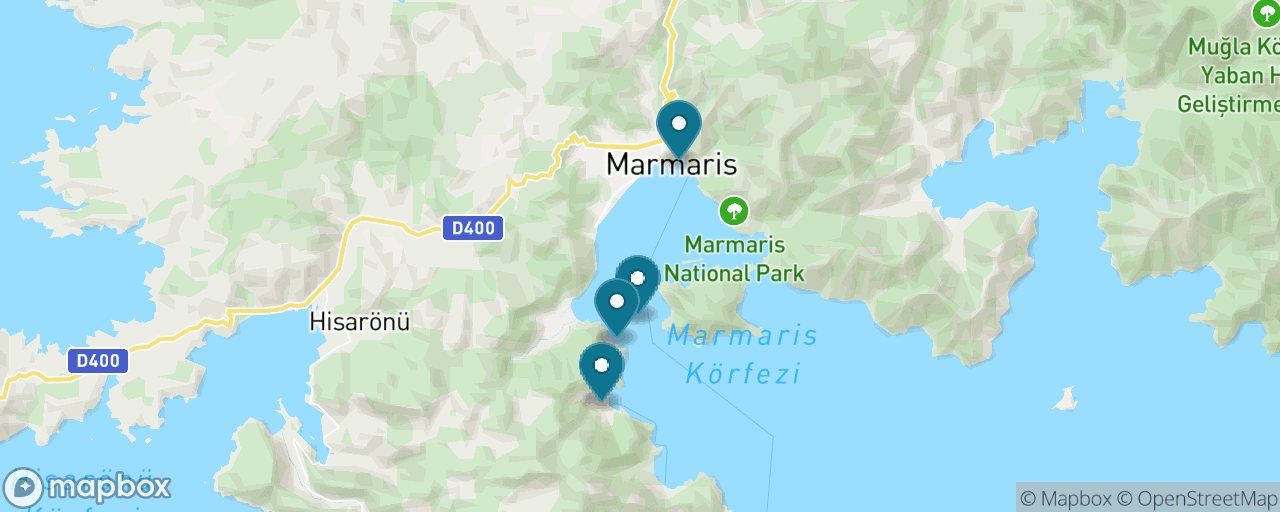 Map of the stops on “Aegean Bays Boat Trip with Swim Stops”
