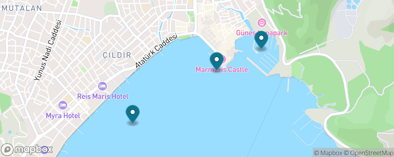 Map of the stops on “Free Marmaris: Marina, Statue Square & the Long Beach”