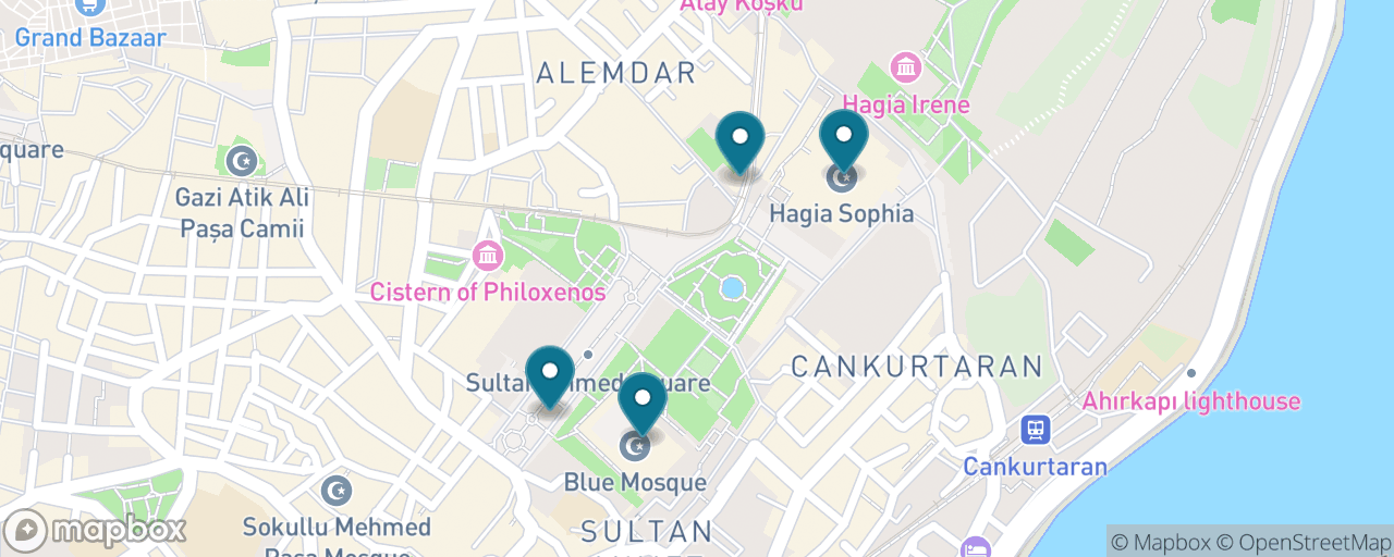 Map of the stops on “Byzantine Istanbul in Half a Day”