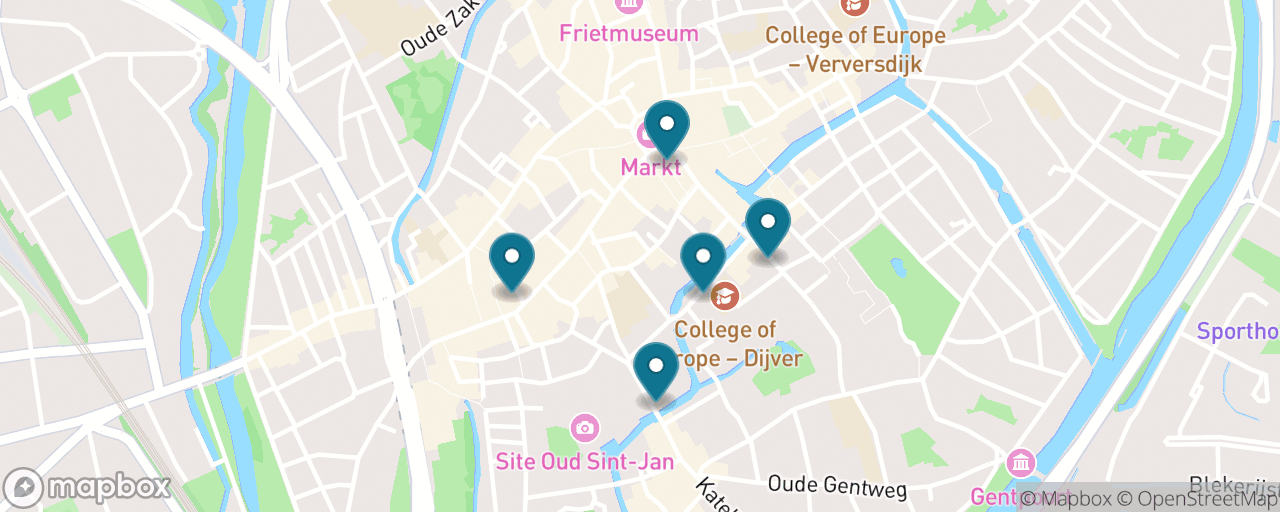 Map of the stops on “The Complete Bruges Day”