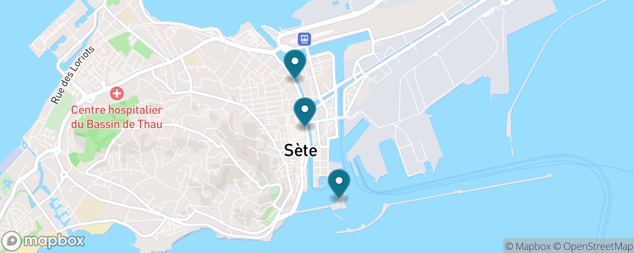 Map of the stops on “The Essential Sète Canal Stroll”