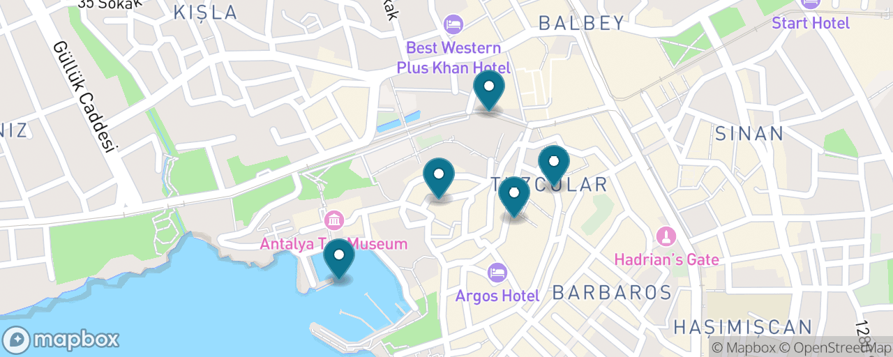 Map of the stops on “Kaleiçi Bazaar & Turkish Food Trail”