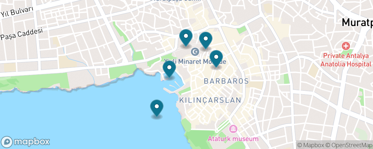 Map of the stops on “The Kaleiçi Old Town Classic”