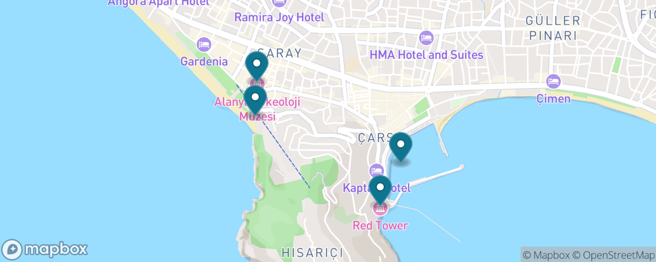 Map of the stops on “Alanya in the Rain”