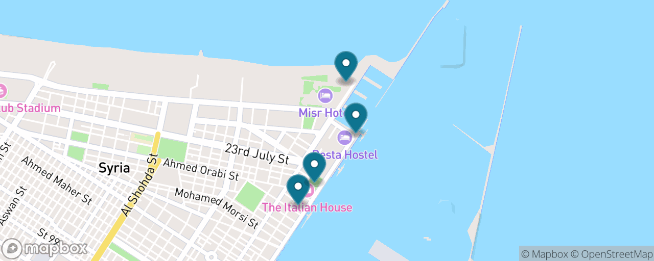 Map of the stops on “Suez Canal Ship-Watching”
