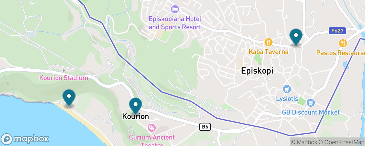Map of the stops on “The Ancient Kourion Explorer”