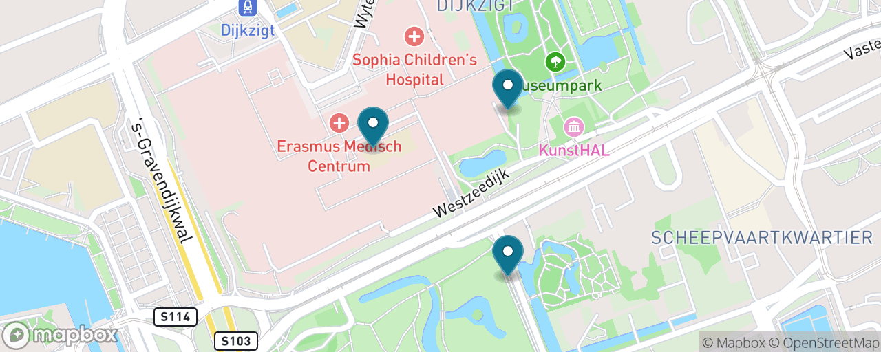 Map of the stops on “Rotterdam Art: the Depot & Museumpark”