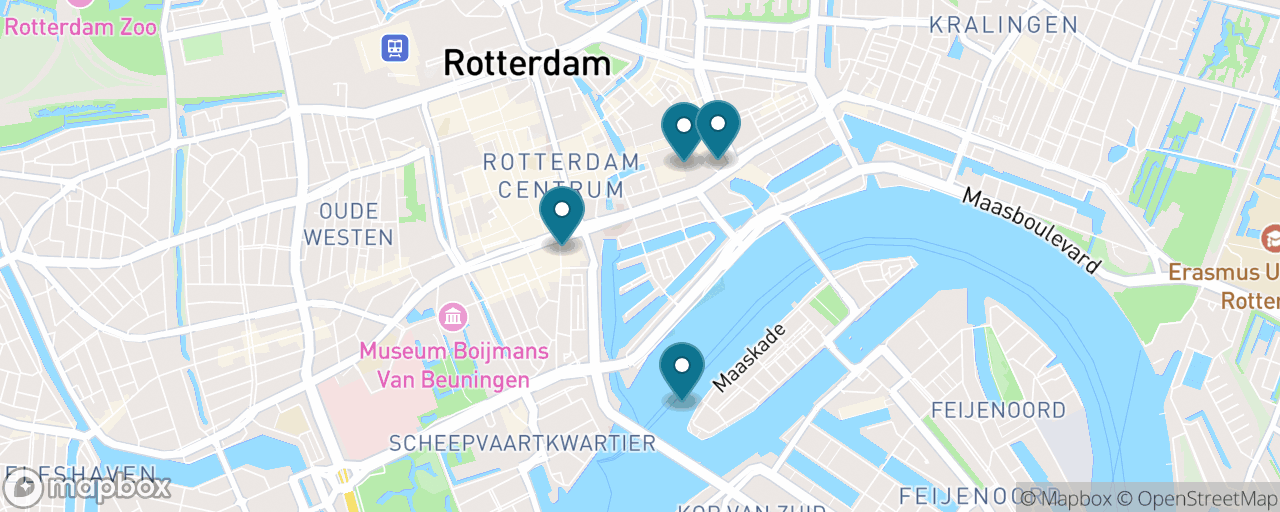 Map of the stops on “Rotterdam's Modern Icons on Foot”