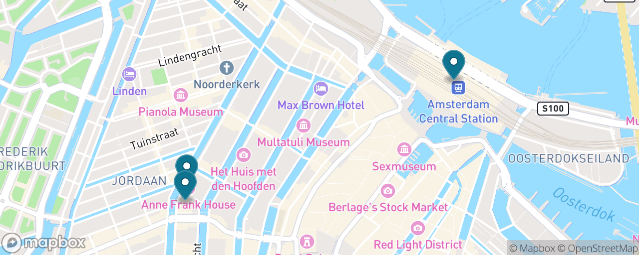 Map of the stops on “Anne Frank House & the Jordaan”