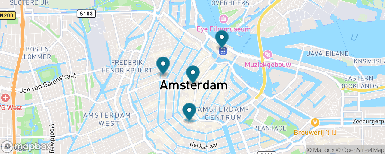 Map of the stops on “Amsterdam Greatest Hits from IJmuiden”