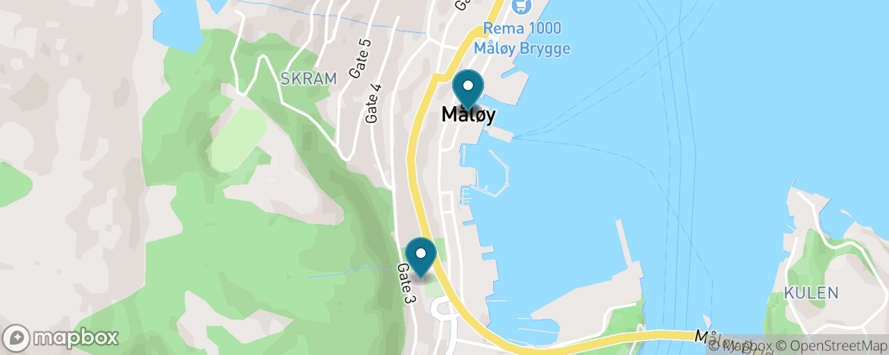 Map of the stops on “Måløy on foot: murals, the Raid story and a harbour lunch”