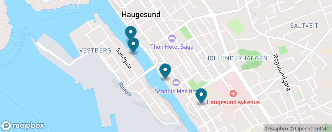 Map of the stops on “The Haugesund Town Classic”