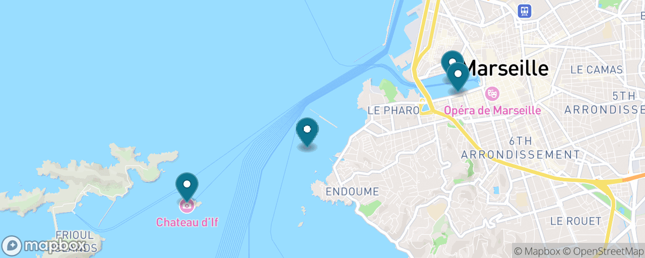 Map of the stops on “Château d'If — the island that swallowed the Count of Monte Cristo”