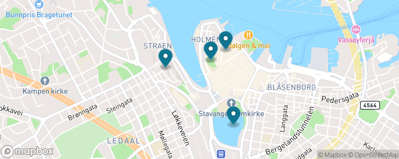 Map of the stops on “Stavanger for (Almost) Free”
