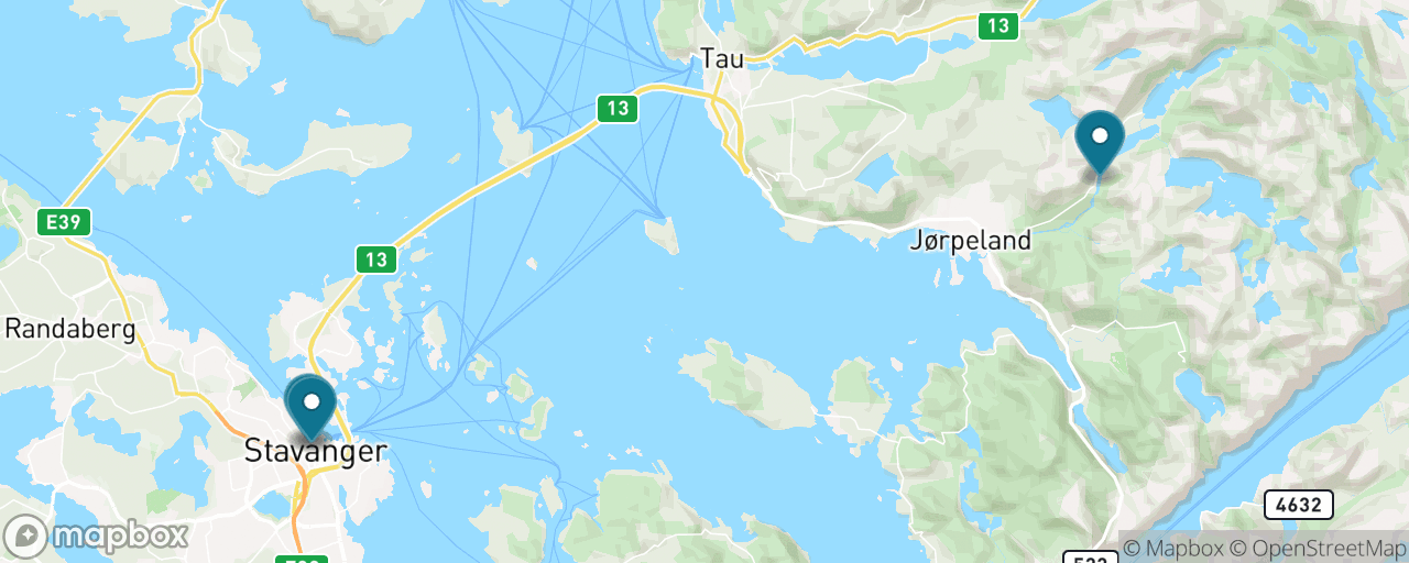 Map of the stops on “The DIY Lysefjord Cruise”