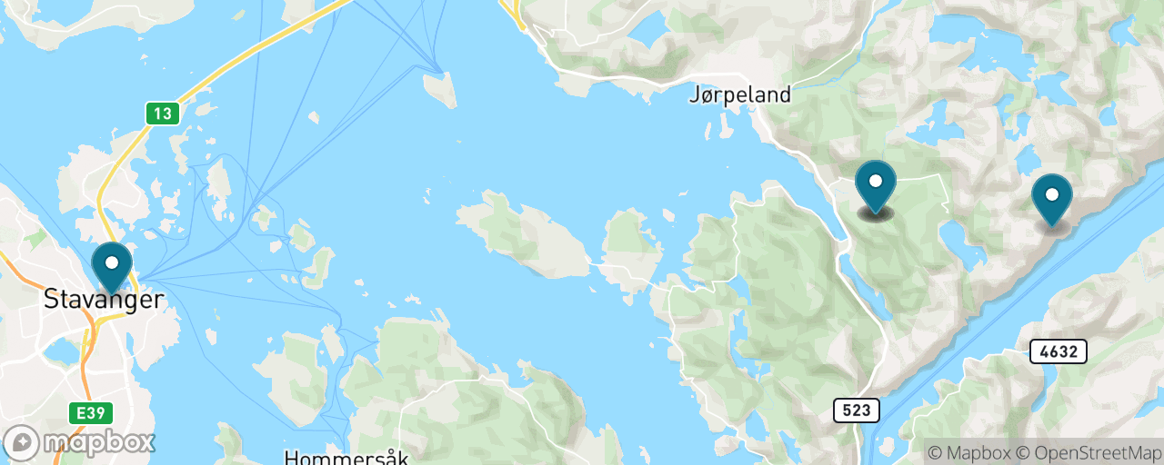 Map of the stops on “Preikestolen: The Pulpit Rock Hike”