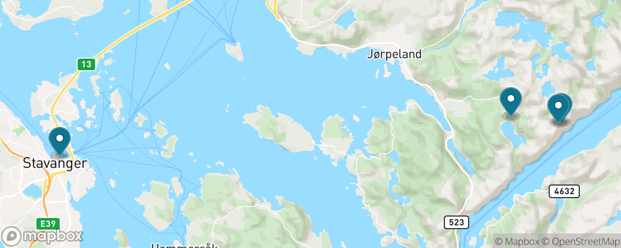 Map of the stops on “Preikestolen — The Pulpit Rock Hike”