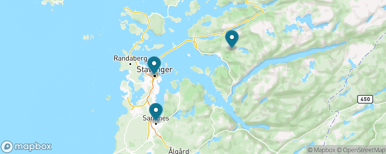 Map of the stops on “The DIY Lysefjord Cruise”