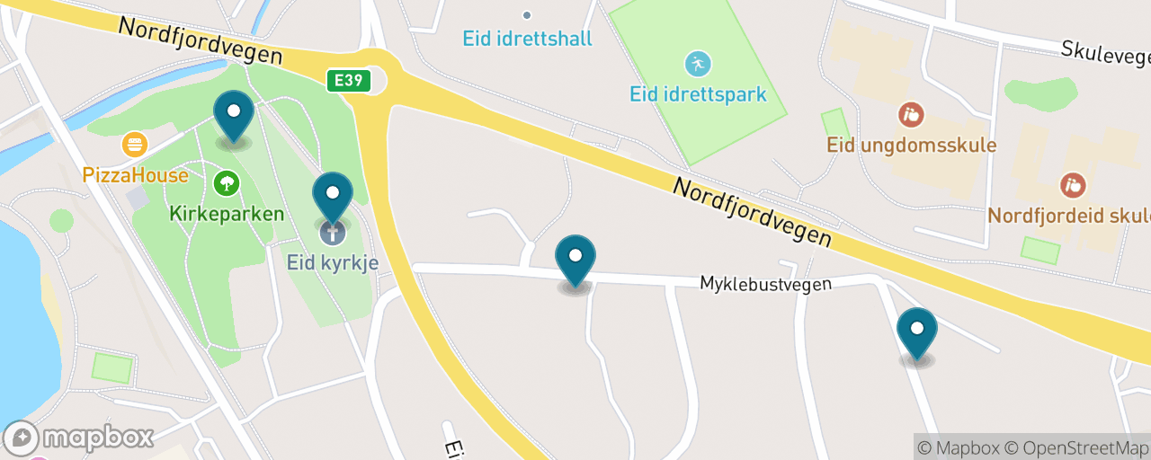 Map of the stops on “Free Nordfjordeid: Eidsgata, the Riverside & the Opera House”