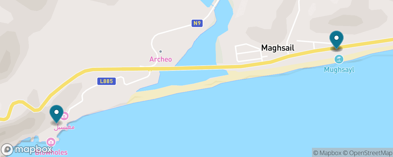 Map of the stops on “West to Mughsail Beach & the Blowholes”